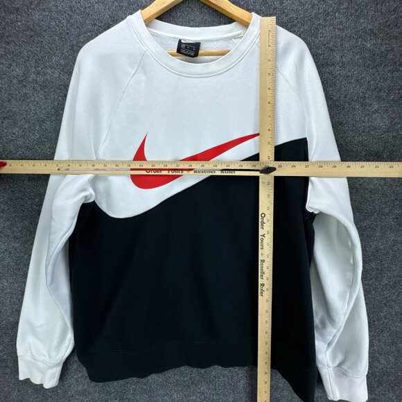 Nike Sweatshirt Mens Extra Large Black White Pullover Crewneck Center Swoosh - Picture 8 of 11